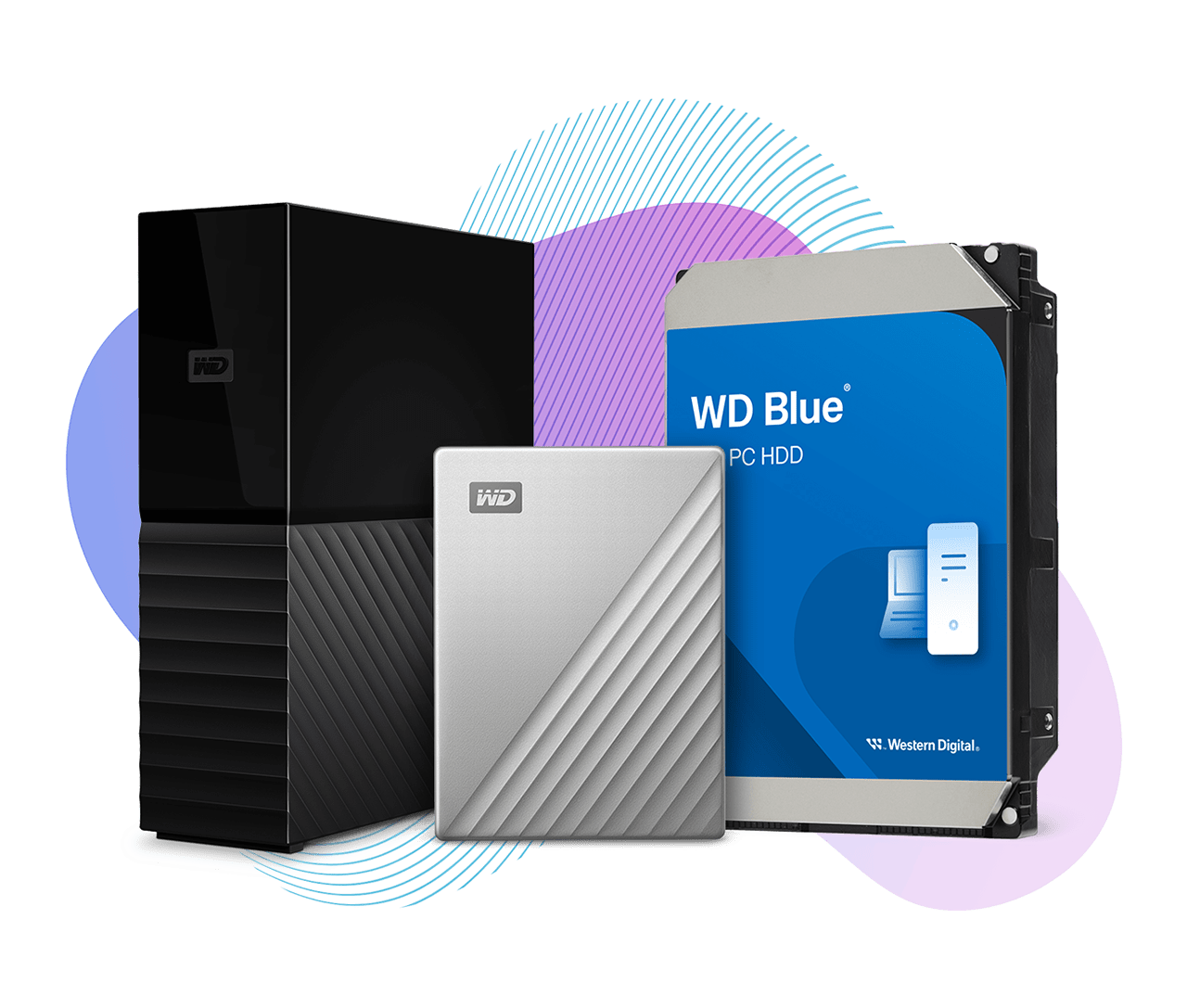 WD Elements, WD My Passport, WD_BLACK SN850 NVMe SSD